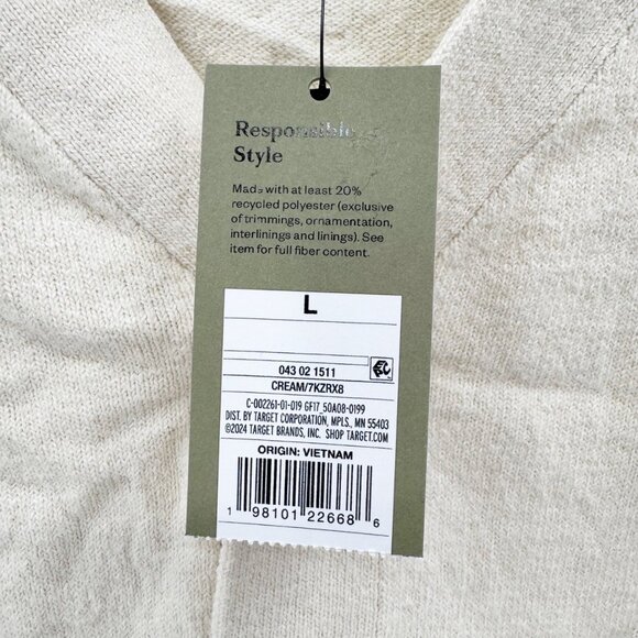 NEW Goodfellow & Co Men's V-Neck Cardigan Sweater - Cream - Size Large - Picture 11 of 12